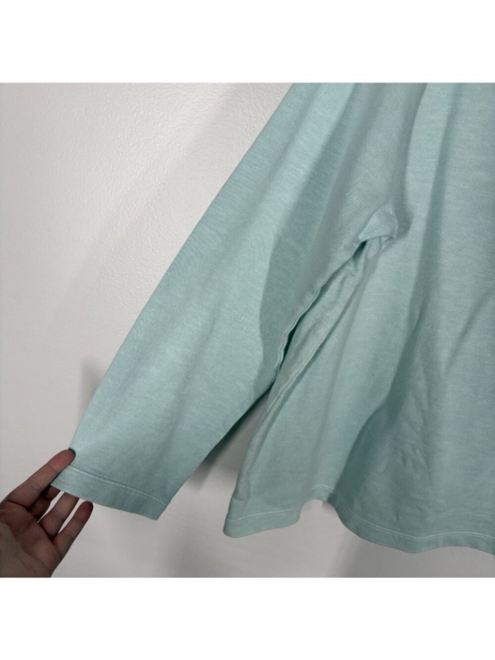 Eileen Fisher Women M Pool Blue Garment-Dyed Terry Funnel Neck Top NWOT - Picture 5 of 9